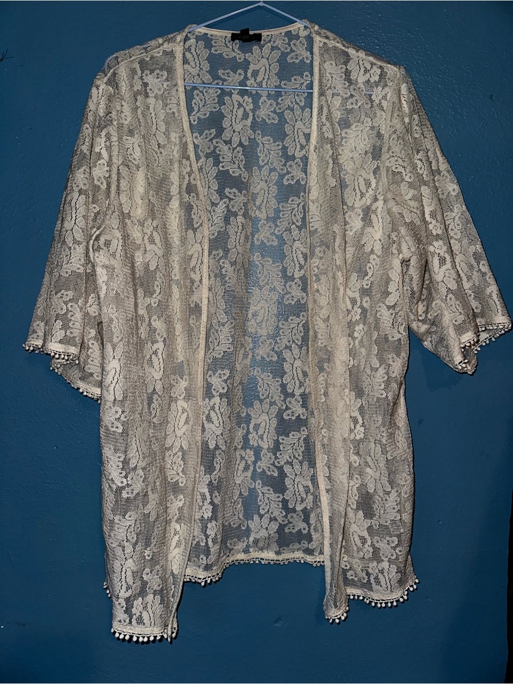 Sheer Lace Kimono Cover-Up Ivory Cardigan